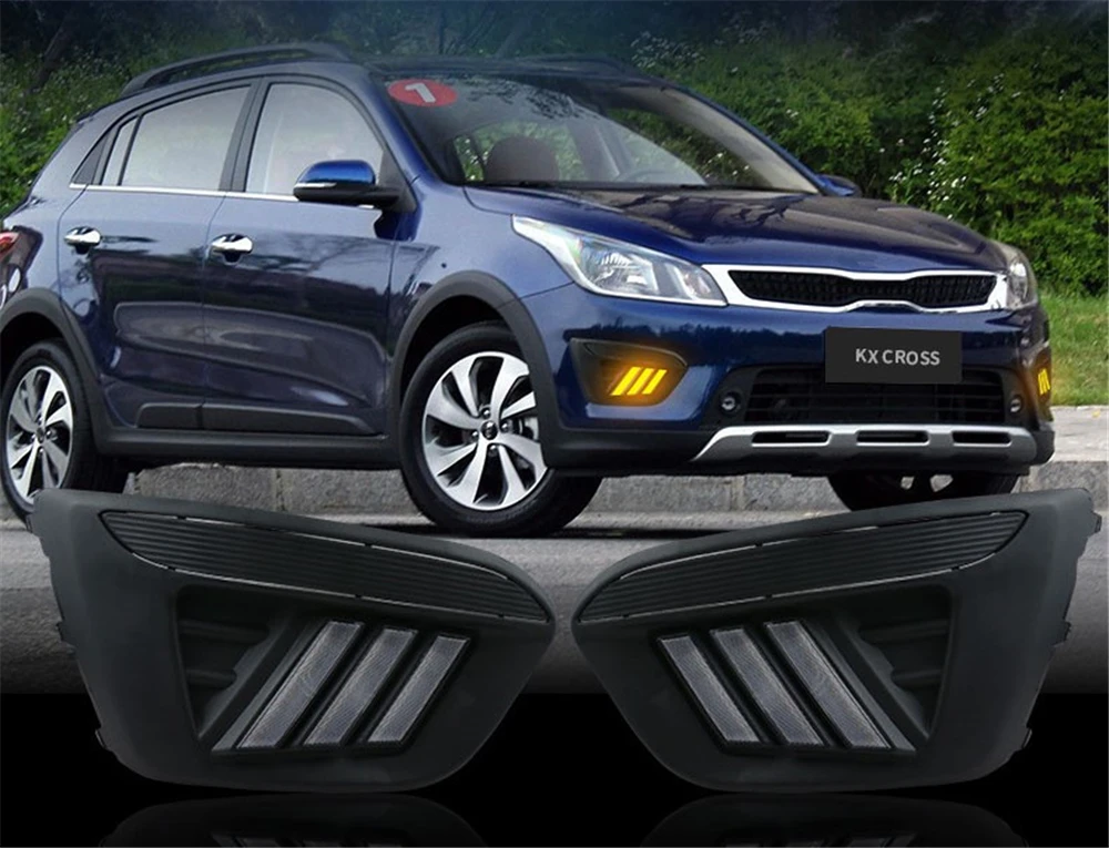 Автомобильный мигающий светодиодный фонарь для России, 1 пара, KIA RIO X-Line, автомобильные ходовые огни DRL