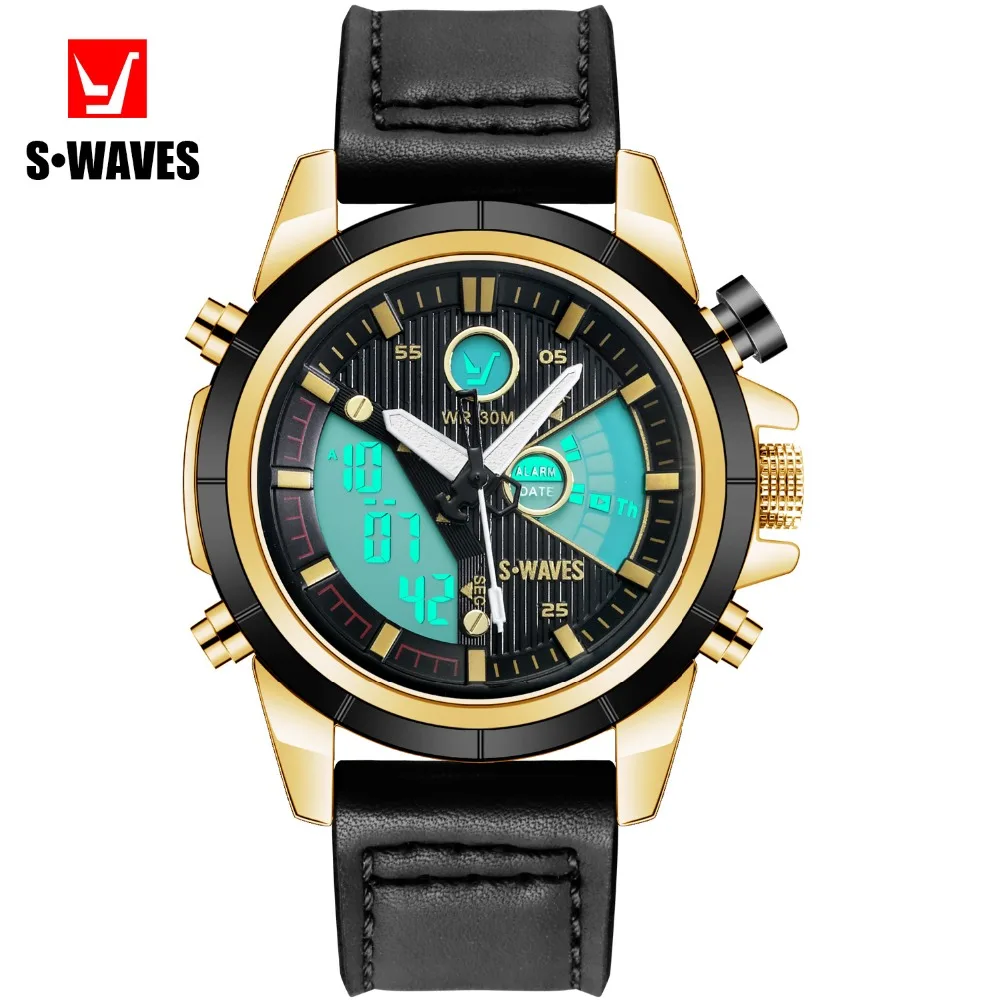 Часы наручные SWAVES Мужские кварцевые с двойным дисплеем брендовые