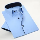 Мужская саржевая рубашка, с коротким рукавом, деловая, официальная, для мужчин