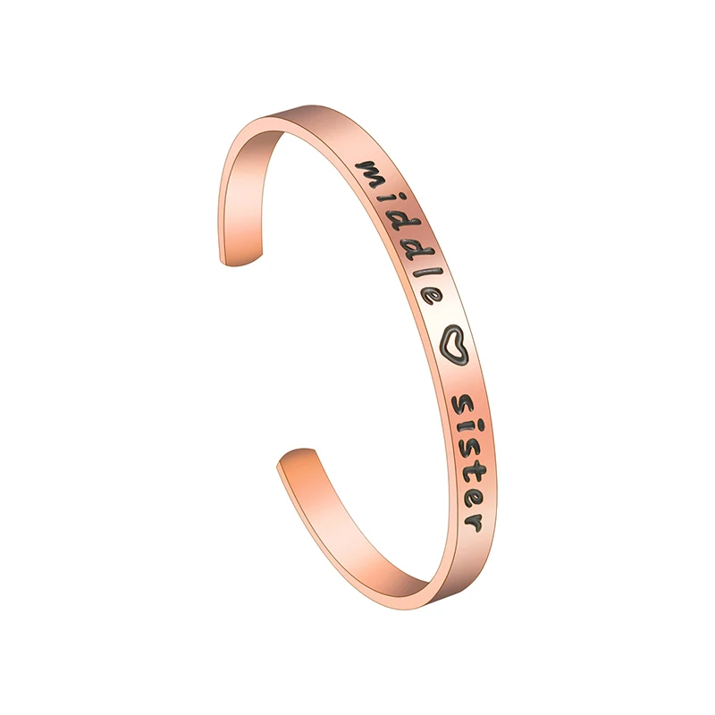 rose gold 2 Новинка открытый манжета Семейный Браслет для женщин Statinless сталь три для лучших друзей браслеты конструктивный подарок на день рождения - Окраска металла: rose gold 2
