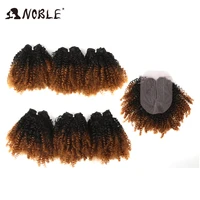noble ombre synthetic hair extensions clsoure middle part 7pcslot afro kinky curly hair bundles with closure for black women