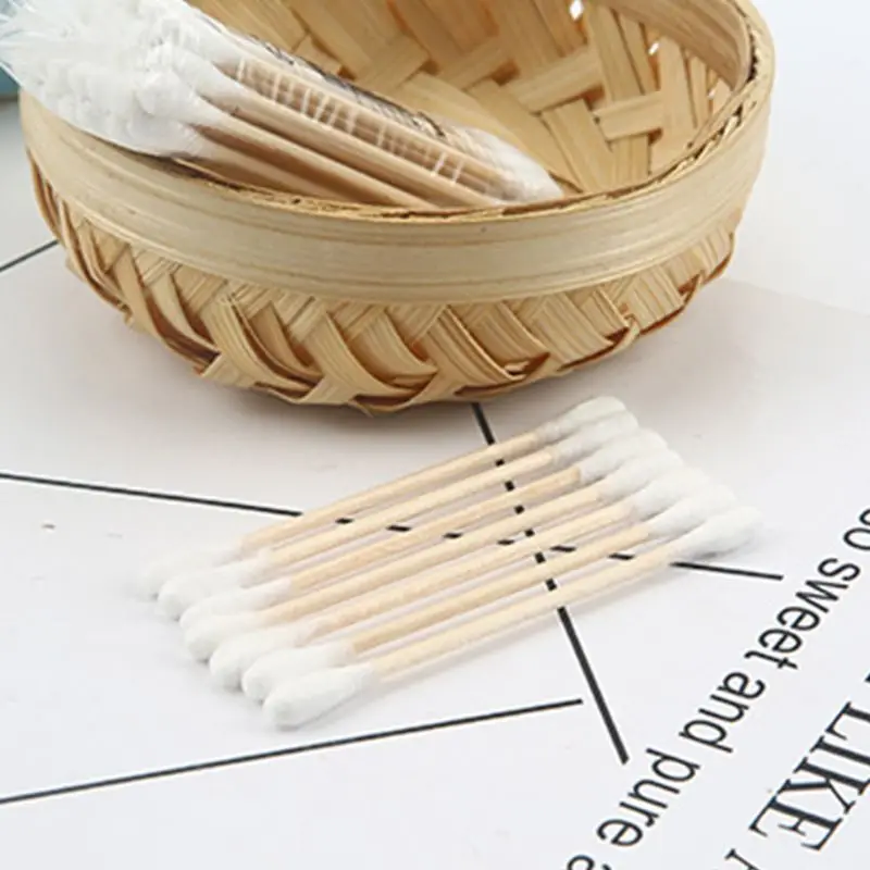

80Pcs/Pack Safety Toddler Baby Double Head Cotton Swab Disposable Nose Ears Cleaning Makeup Buds Tip Portable Health Care Tools