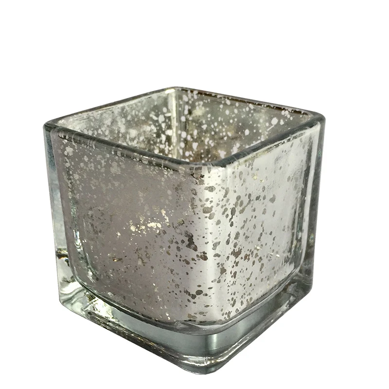 NEW!2.36 Inch Cube 6*6*6cm Glass Mercury Candle holder in Sliver color Use for Wedding and Home Decor Pack of 6PC USD18.9/Lot | Дом и сад