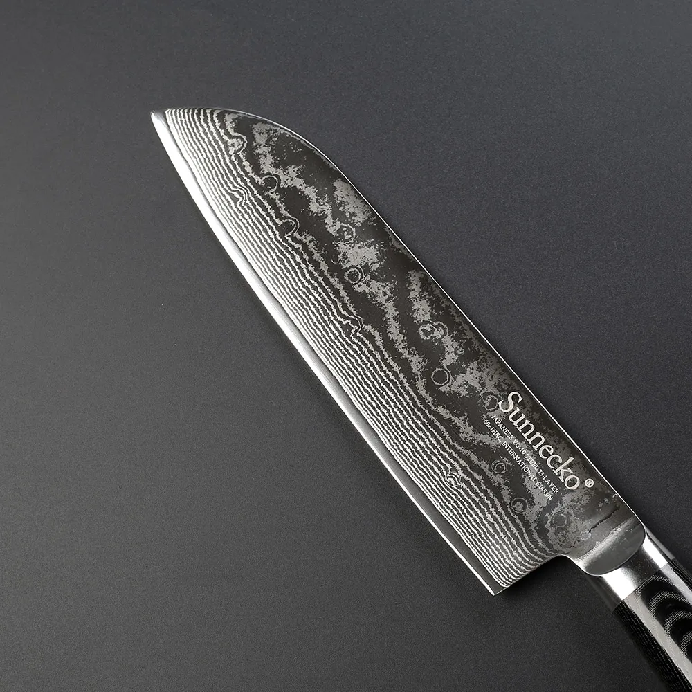 SUNNECKO Высокое качество 7 ''нож Santoku Дамаск японский VG10 лезвие стали кухонные