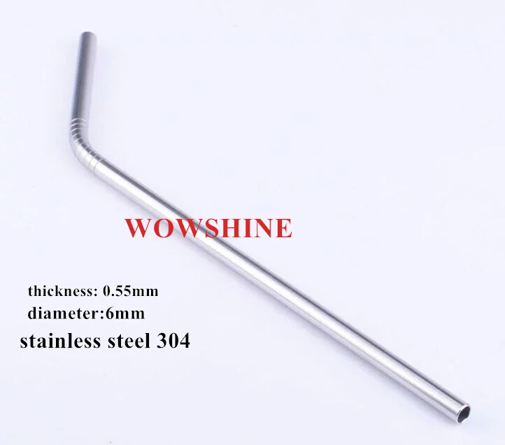 WOWSHINE 100pcs/lot 6 x 215MM Metal drinking straw stainless steel food grade thickness 0.55mm not 0.3mm cheap one 215 - купить по