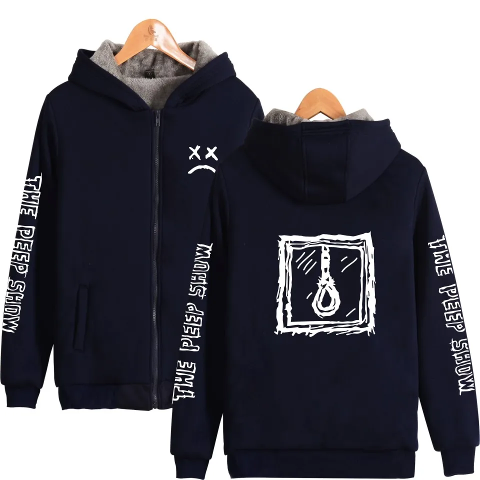 Lil Открытый толстовки на молнии удобные Homme Печать Мода свободный свитер с