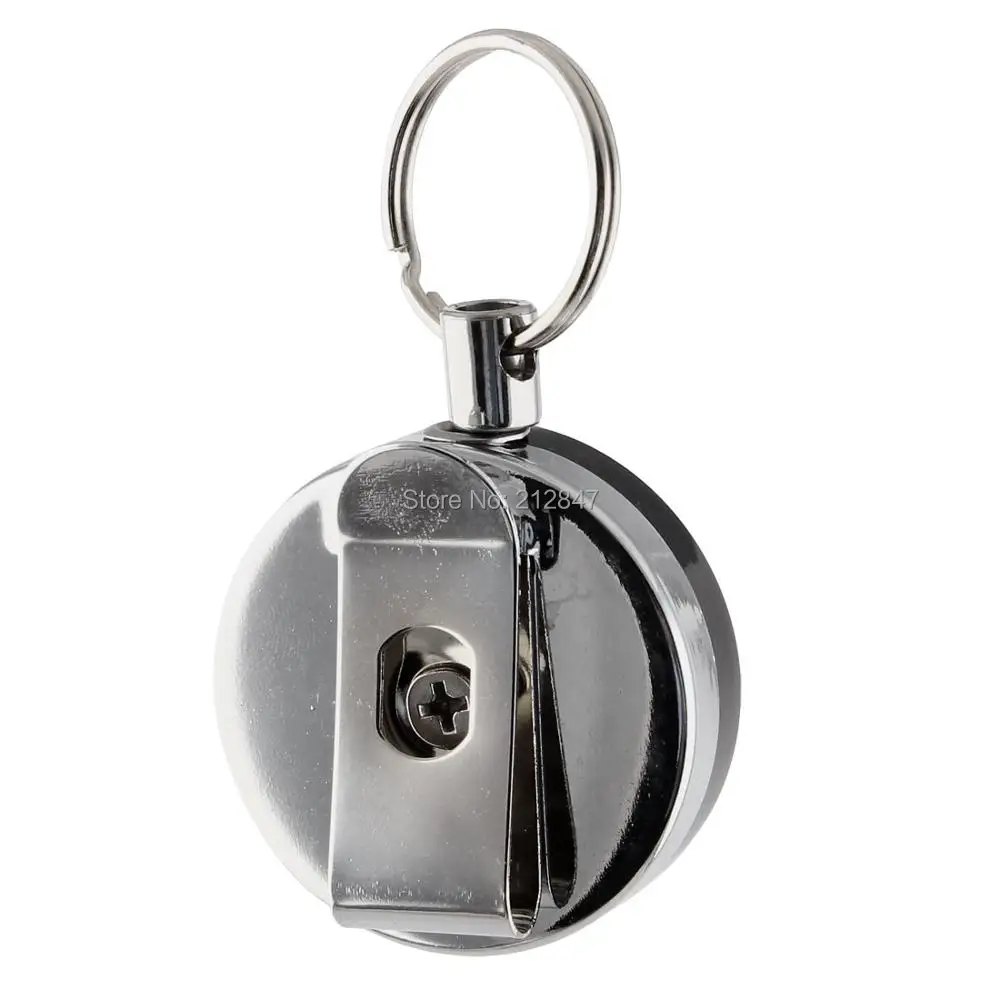 

Metal Retractable Waist Clip Fishing Line Cutter Hanger Key Ring Silver Tone