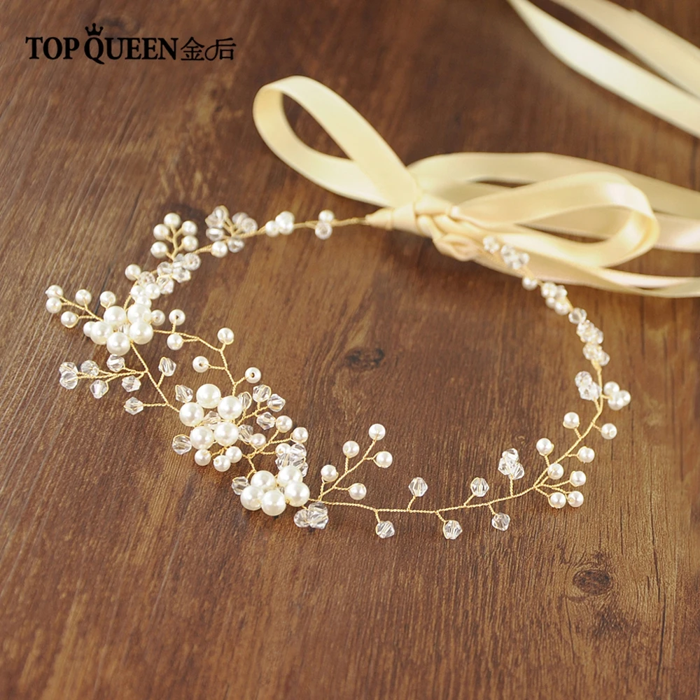 TOPQUEEN SH126 Свадебные пряжкой золотого цвета женские пояса с свадебное платье с жемчугом, с поясом со стразами на свадьбу платье для взрослых с поясом и цветами для девочек