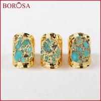 borosa gold color druzy 100 natural blue stone band ring fashion drusy natural stone rings for women as gift g1284