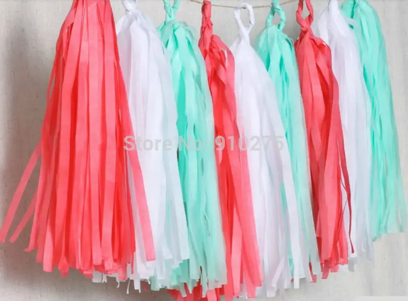 Набор из 15 смешанных мятных коралловых белых нарядных гирлянда папиросной