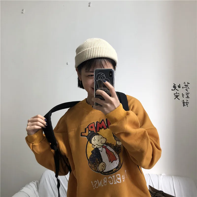 YouGeMan лучшие друзья Толстовка Осень Зима Ulzzang Harajuku Винтаж Забавный флисовый пуловер толстовки для женщин с длинным рукавом пот