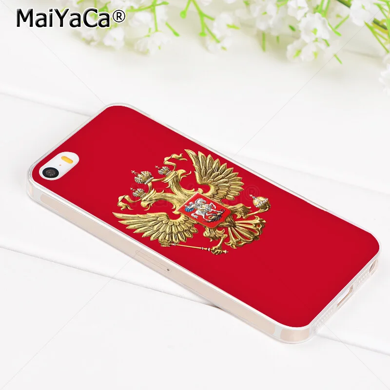 Прозрачный мягкий чехол MaiYaCa из ТПУ с русской эмблемой для телефона iPhone 8 7 6 6S Plus XS