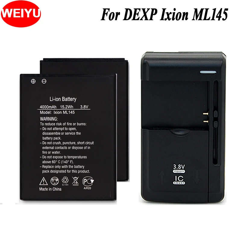 Аккумулятор WEIYU для DEXP Ixion ML145 2 шт. 4000 мАч сменные батареи большой емкости +