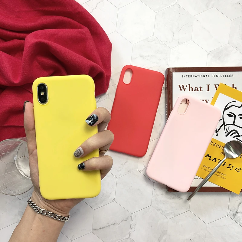 Однотонные силиконовые парные чехлы для iphone XR X XS Max 6 6S 7 8 Plus милый мягкий простой