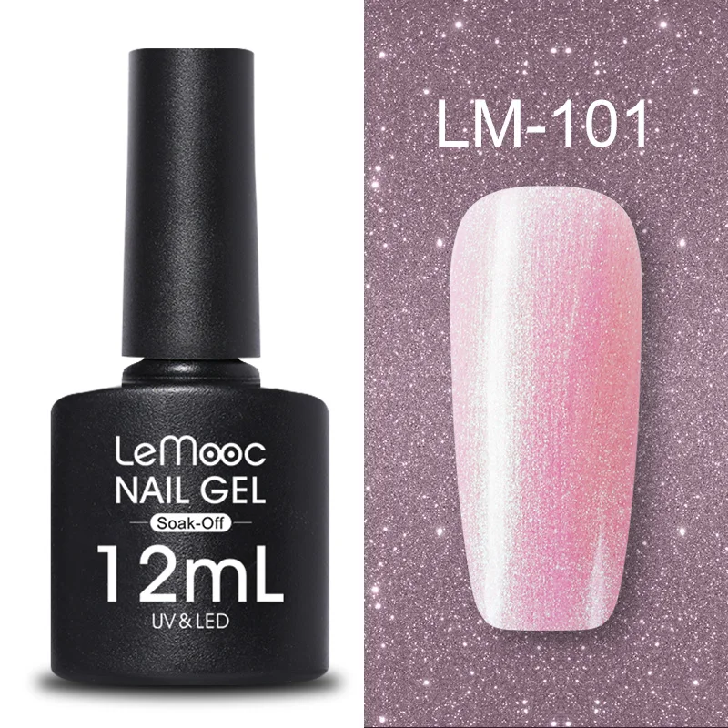 LM-101 LEMOOC, 12 мл, Цветной Гель-лак для ногтей, блестки, блестки, полуперманентный замачиваемый лак, УФ-гель, сделай сам, Гель-лак для ногтей - Цвет: LM-101