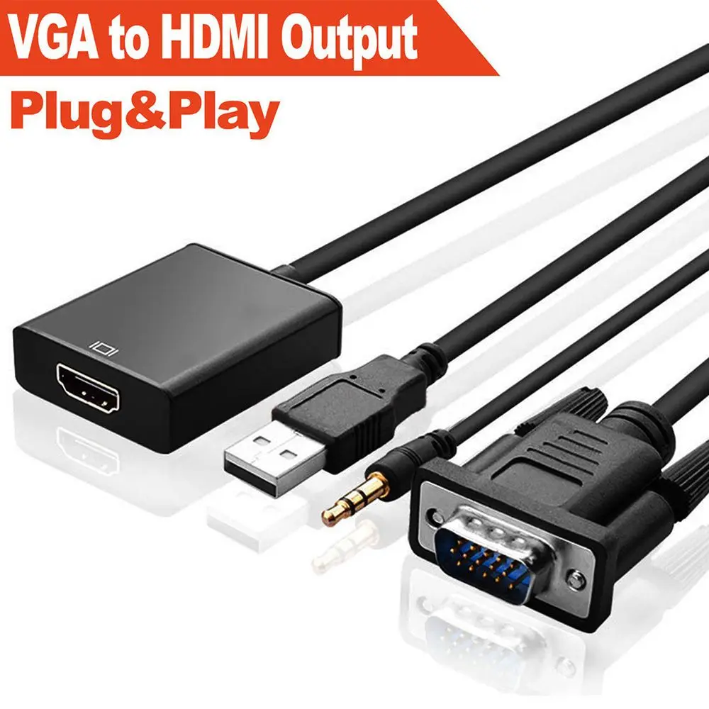 1 шт. аудиопровод VGA папа-HDMI выход 1080P HD + Аудио ТВ AV TV видео кабель-преобразователь