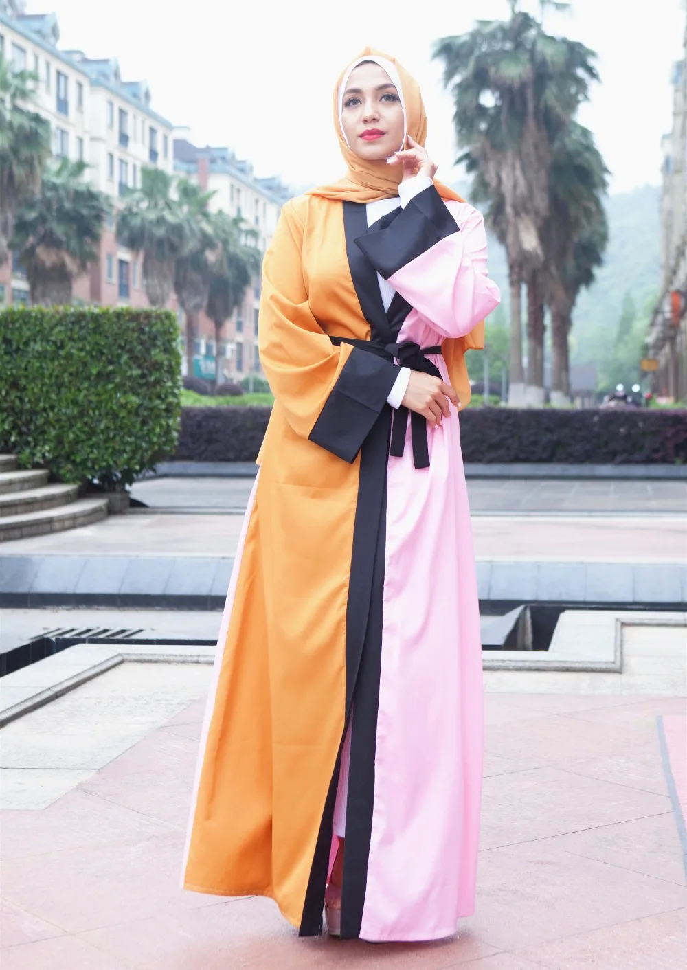Повседневное мусульманское простое длинное платье Abaya хит цвет Лоскутная Туника