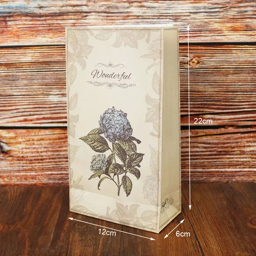 Hydrangea 24 комплекта винтажный цветок кружева Элегантный бумажный пакет Роза Подсолнечник подарочные пакеты хлеб конфеты упаковка вечерние свадебные украшения - Цвет: Hydrangea