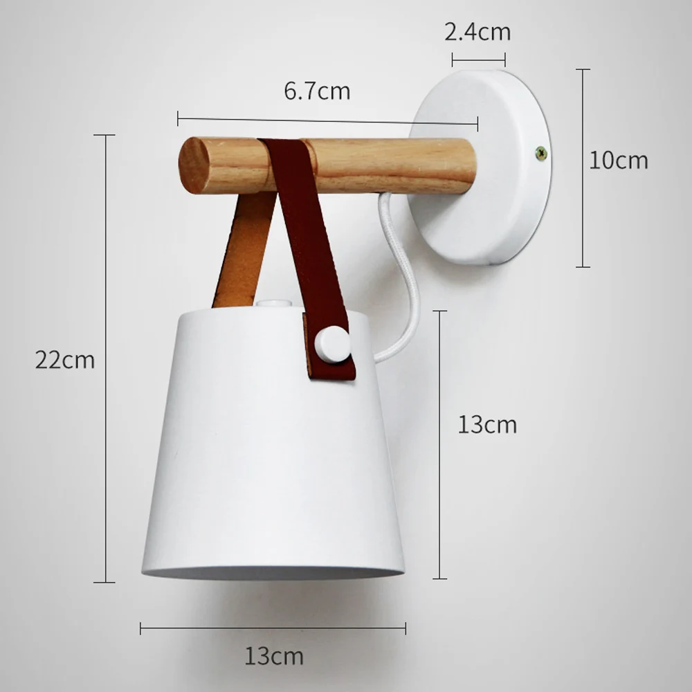 

LED Wall Light Wood Wall Lamps Modern Nordic Style Wall Lamps Bed Bedside Light E27 85-265V White & Black Lampshade Home Decor