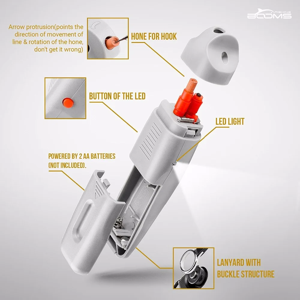 Booms Fishing LS1 Line Stripper for Remover from reel with Electric Hook Sharpener and LED Light | Спорт и развлечения