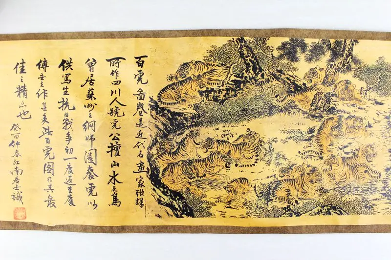 

Chinese Ancient picture silk paper 100 Buddha Figure Scroll painting.