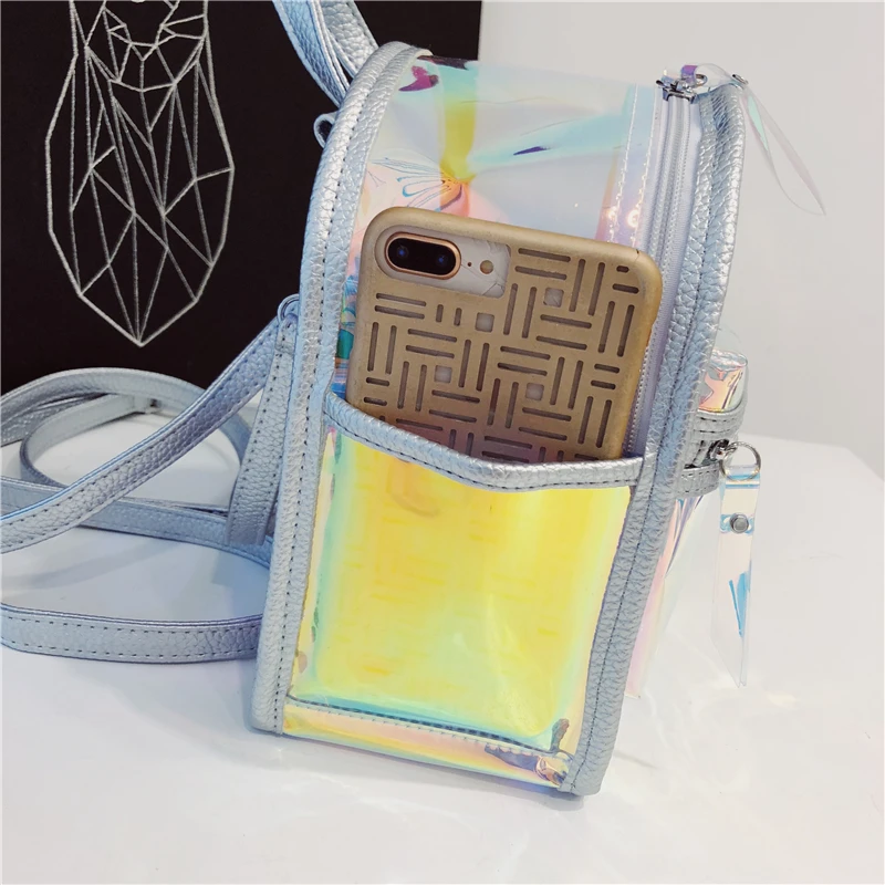 Летний мини-рюкзак для женщин прозрачный милый прозрачный Mochila дизайн рюкзак для девочек-подростков Высокое качество Kawaii голографическая сумка