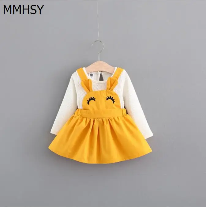 MMHSY 2017 Baby Girl clothing Sets kids 2PCS Cute Shirt+suspender skirt girl outfits for school girls 2017111700171603 |