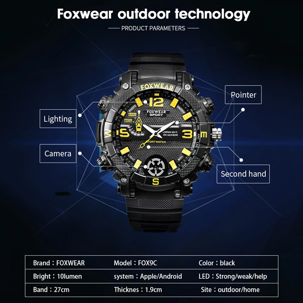 Для FOXWEAR 9C голос/аудио USB Регистраторы часы наручные HD видеокамера Перезаряжаемые диктофон MP3 плеер мини Запись спортивная для воды