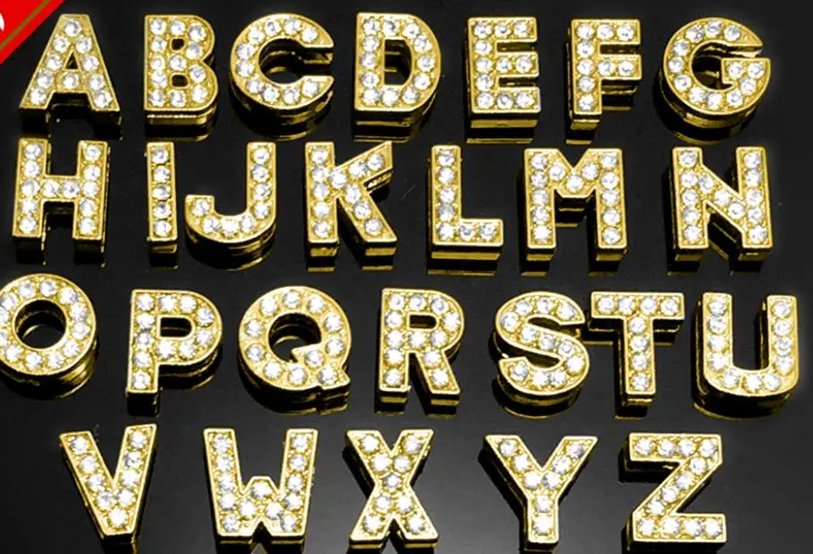 Оптовая продажа 10 мм 520 шт. золотые стразы полные горные буквы A Z выбирайте