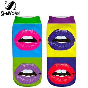 SLMVIANновые женские повседневные носки с объемным принтом; Забавная женская одежда; Женские носки унисекс; Милые короткие носки разных цветов