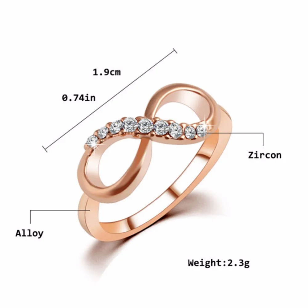 2018 Горячая продажа Мода Сплав Кристалл Кольца цепочка-бесконечность ювелироное