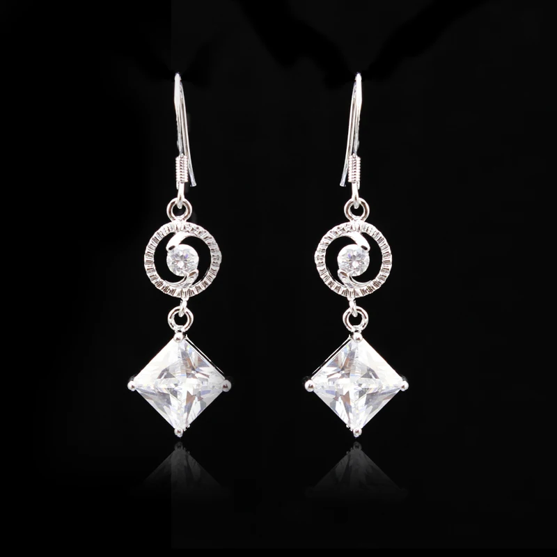 2018 новые модные милые серьги квадратный фиолетовый белый кубический цирконий