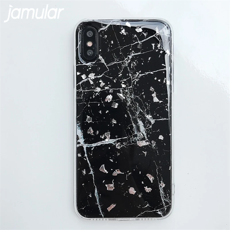 Роскошный чехол для iPhone XS MAX XR X 10 8 6 6s Plus с мраморным узором глянцевый черный