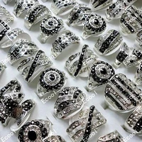 100pcs fashion rhinestone nice silver plated rings wholesale jewelry bulk mixed lots al por mayor rl173