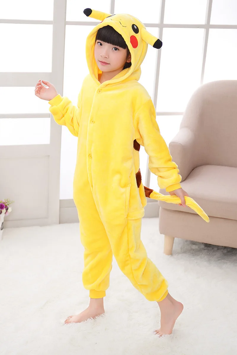 Желтый Пикачу Покемон Onesie пижамы кигуруми животных Косплей Костюм Хэллоуин семья пижамы Женщины