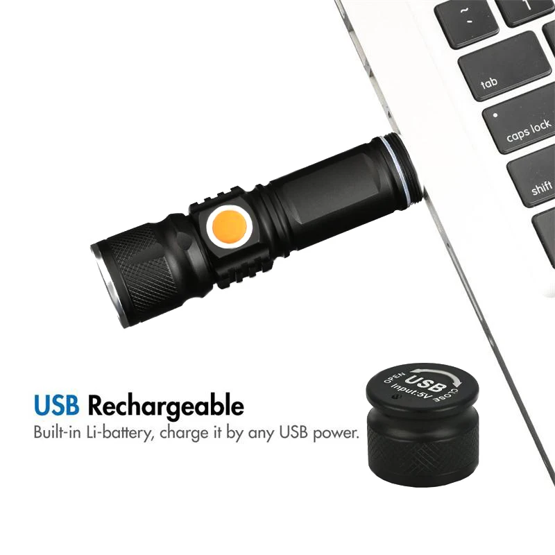 Мощная USB вспысветильник T6 3800 лм светодиодный фонарик с внутренней батареей