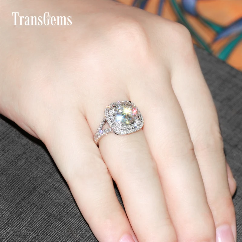 Женское Обручальное кольцо с муассанитом диаметром 9 мм 3 карата|ring band|ring whitering gold