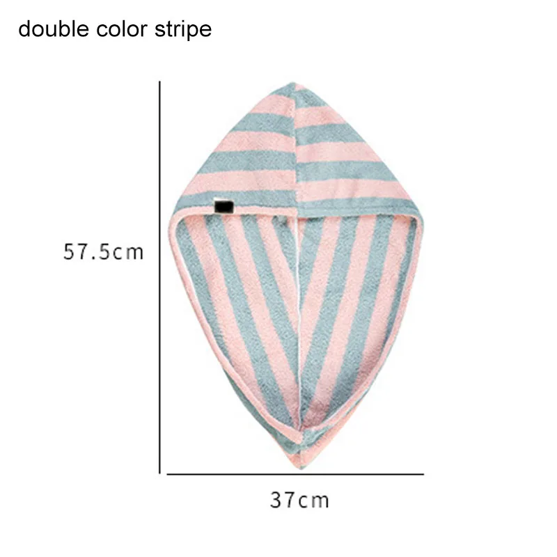 double color stripe Полотенца для волос быстро высыхают 1 шт. портативные аксессуары для ванной комнаты сухая шапка для волос шапочка для душа микрофибра тюрбан для волос супер абсорбция - Цвет: double color stripe