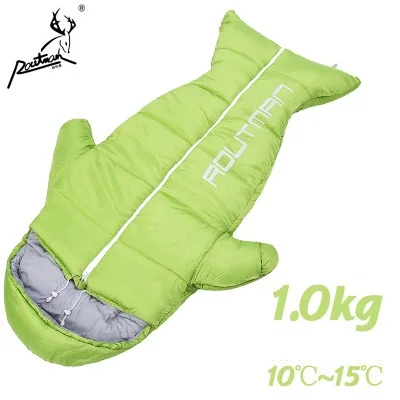 1000g light green Сверхлегкий спальный мешок, зимний спальный мешок для кемпинга, Вакуумная кровать для взрослых, спальная кровать, аксессуары для кемпинга, тянущаяся ручная - Цвет: 1000g light green