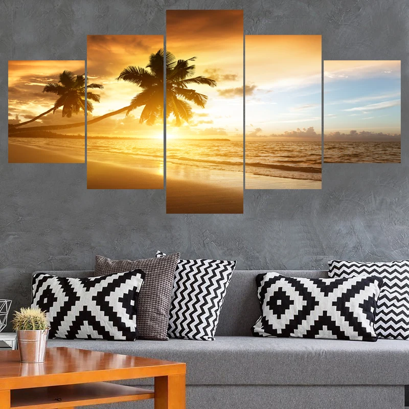 Home Decor Sunset Beach Landscape Paintings Wall Art Picture Canvas Painting Calligraphy For Living Room Bedroom | Дом и сад