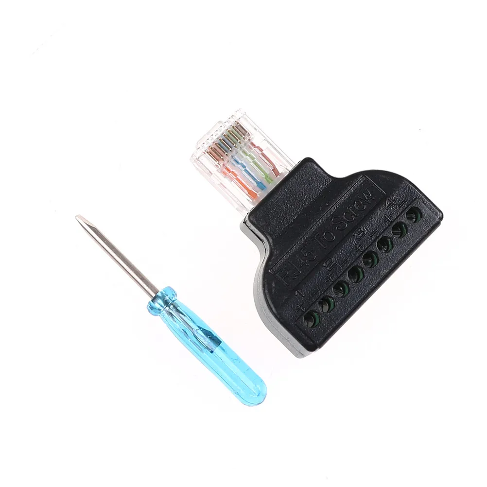 1 шт. черный Пластик RJ45 Ethernet Мужской до 8 контактный терминал AV винт адаптер с