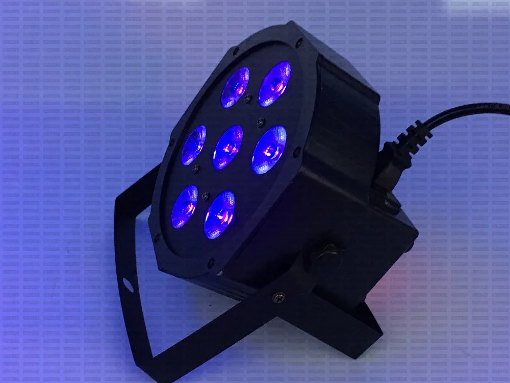 2 шт./лот RGBWA+ УФ светодиодный par 7x12 w 6 в 1 falt номинальной в/Out разъем dmx512 профессиональное сценическое освещение оборудования