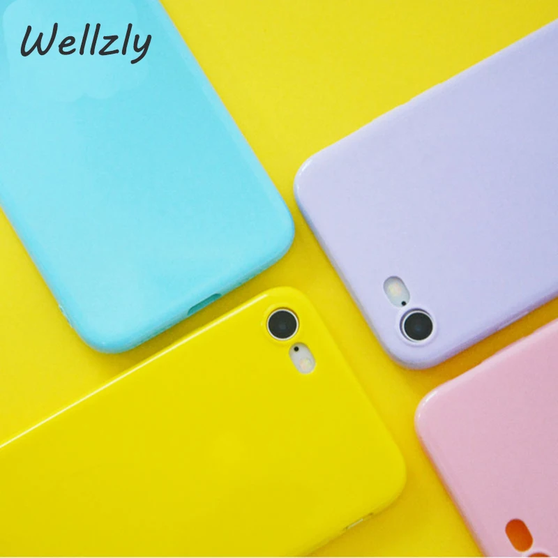Wellzly для iPhone 6 6s 7 8 простые однотонные Цвет Ультратонкий Мягкий полиуретановый