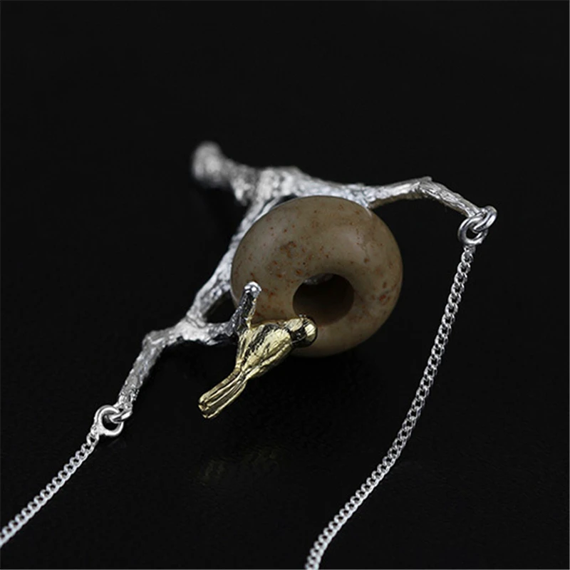 Lotus Fun реальные стерлингового серебра 925 природных ручной Fine Jewelry retray птица