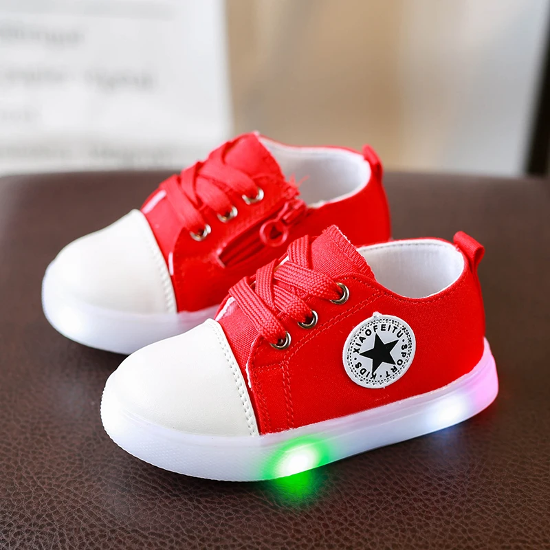 FreeAsABird Fashion Children Led Sneakers Shoes Kids Canvas Soft Bottom Baby Sport Toddler With Light Boys Girls | Детская одежда и