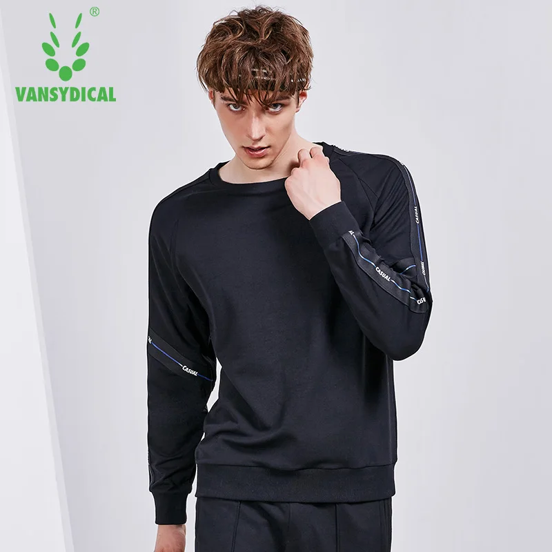 Vansydical Autumn Winter Fitness Running Sports Tops Men's Long Sleeve O-Neck Pullovers Sportswear Exercise Training Sweater | Спорт и