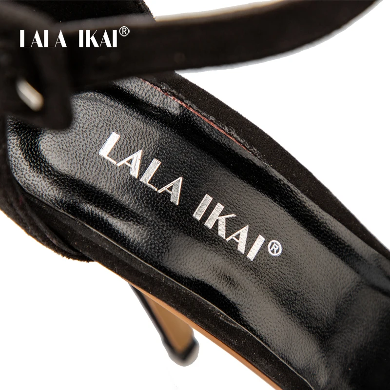 LALA IKAI/женские босоножки с ремешком на щиколотке летние плетеные тонком каблуке