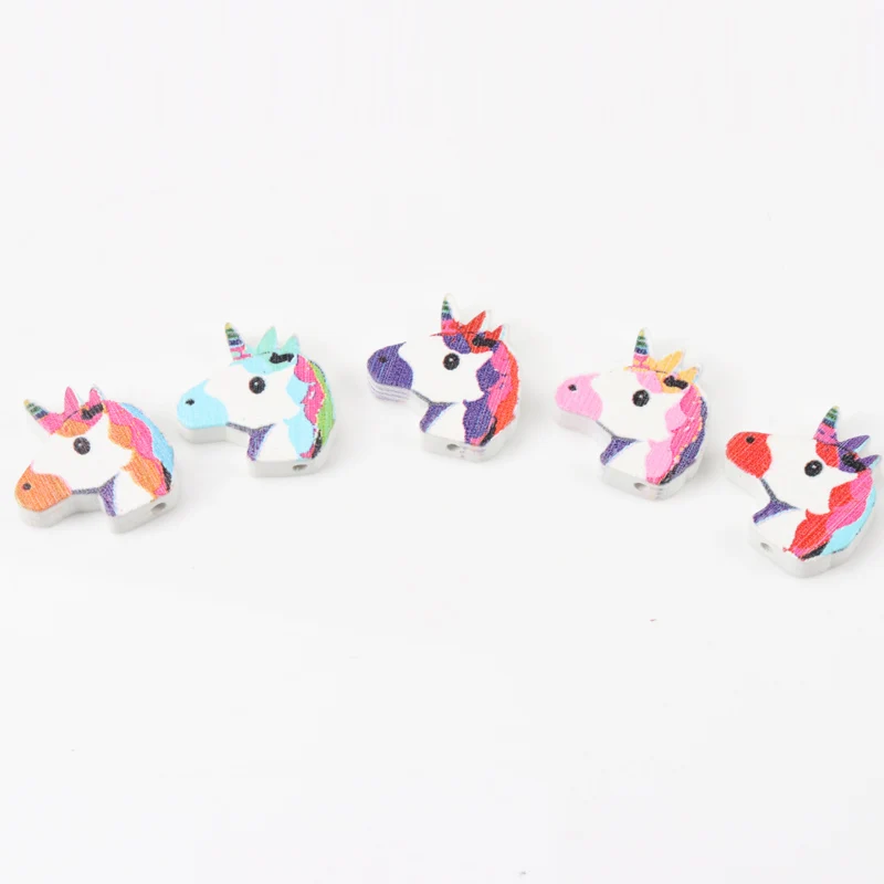 Natural Wooden beads Unicorn Spacer Beads For Jewelry Making 21mm 20Pcs DIY new KL136