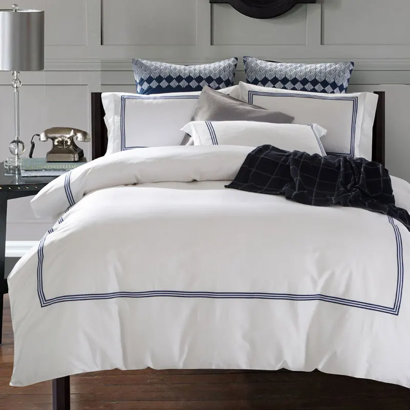 Комплект постельного белья из 100% хлопка с вышивкой 4 шт.|bed cover|king size bed coversheet set |