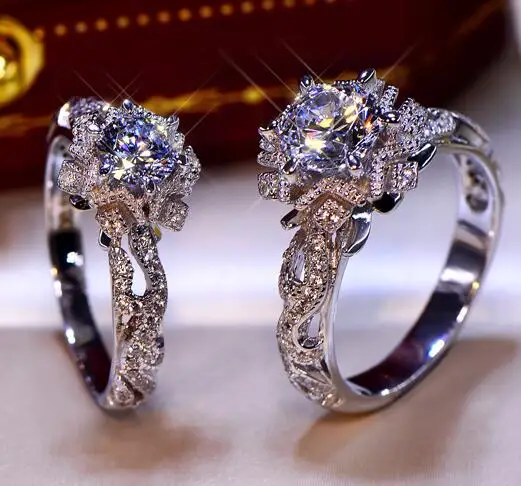 Модное твердое кольцо 0 5ct 925 пробы Серебряное обручальное юбилейное ювелирное
